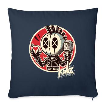 Punk Rocker avec micro et médiator - Housse de coussin décorative 45 x 45 cm - bleu marine - Devant