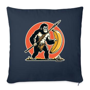 Gorille chasseur et cueilleur à la banane - Housse de coussin décorative 45 x 45 cm - bleu marine - Devant