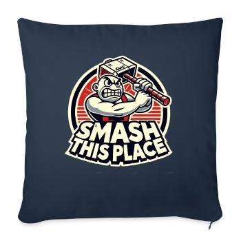 Smash This Place – Angry Hammerman - Housse de coussin décorative 45 x 45 cm - bleu marine - Devant