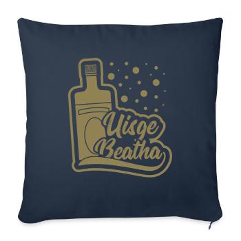 Whisky Uisge Beatha – Eau de Vie - Housse de coussin décorative 45 x 45 cm - bleu marine - Devant