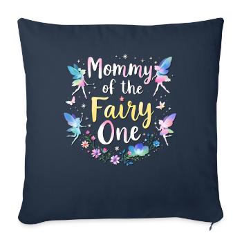 Maman de la Fée - Housse de coussin décorative 45 x 45 cm - bleu marine - Devant