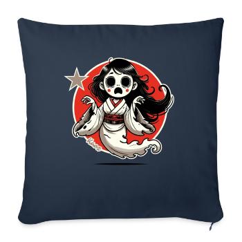 Drôle de dessin animé japonais fantôme Geisha - Housse de coussin décorative 45 x 45 cm - bleu marine - Devant