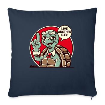 Vis un autre jour, vieille grand-mère tortue - Housse de coussin décorative 45 x 45 cm - bleu marine - Devant