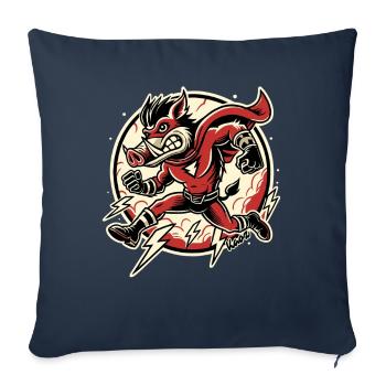 Super sanglier – Rapide comme l’éclair et inarrêtable ! - Housse de coussin décorative 45 x 45 cm - bleu marine - Devant