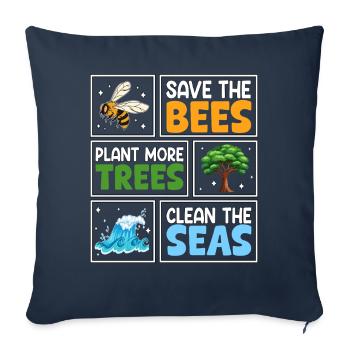 Rettet die Bienen Pflanzen Sie mehr Bäume säubern Sie die Meere - Sofakissenbezug 45 x 45 cm - Navy - Vorne