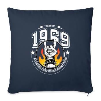 1969 Anniversaire, berce tout - Housse de coussin décorative 45 x 45 cm - bleu marine - Devant