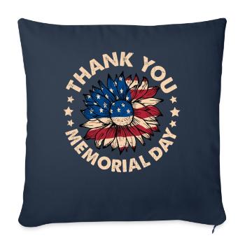 Merci Memorial Day - Housse de coussin décorative 45 x 45 cm - bleu marine - Devant