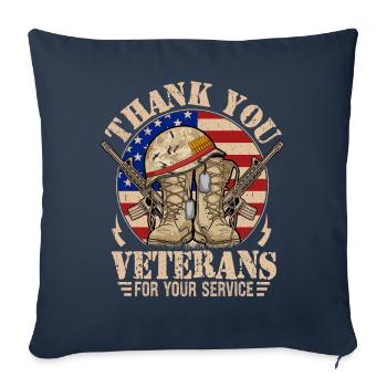 Merci aux anciens combattants pour votre service - Housse de coussin décorative 45 x 45 cm - bleu marine - Devant