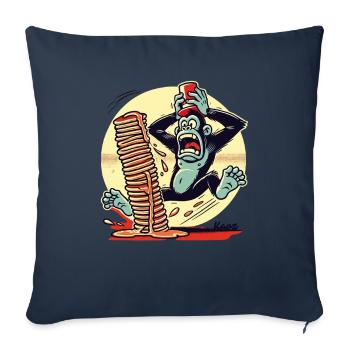 Singe crêpe – le chaos avec du sirop - Housse de coussin décorative 45 x 45 cm - bleu marine - Devant