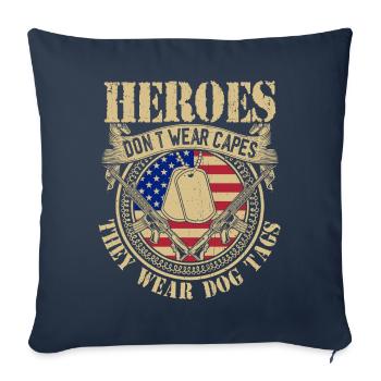 Les héros ne portent pas de capes, ils portent des plaques d’identité - Housse de coussin décorative 45 x 45 cm - bleu marine - Devant