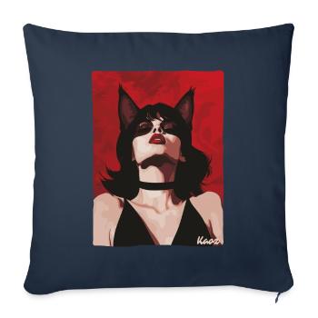 Femme séduisante avec des oreilles de chat - Housse de coussin décorative 45 x 45 cm - bleu marine - Devant