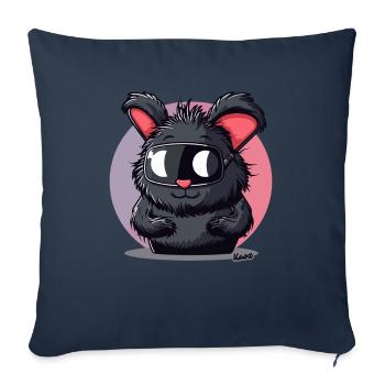 Lapin drôle avec des lunettes de ski - Housse de coussin décorative 45 x 45 cm - bleu marine - Devant
