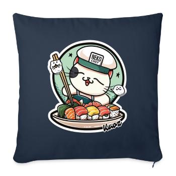 Neko Sushi Chef – Funny Cat Kitchen - Sofa pillowcase 17,3'' x 17,3'' (45 x 45 cm) - navy - Front
