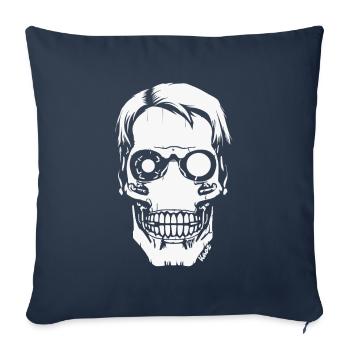 Cyber Skull – Futuristischer Totenkopf - Sofakissenbezug 45 x 45 cm - Navy - Vorne