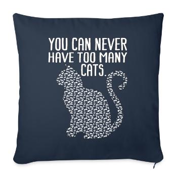 On n’a jamais trop de chats - Housse de coussin décorative 45 x 45 cm - bleu marine - Devant