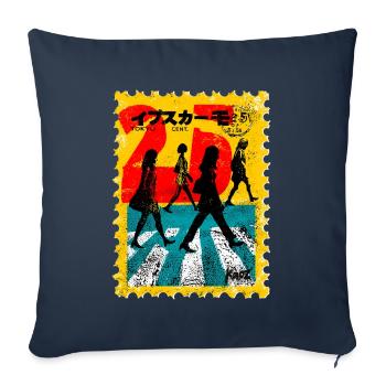 Tokyo Zebra Crossing – Retro Postage Stamp - Sofa pillowcase 17,3'' x 17,3'' (45 x 45 cm) - navy - Front