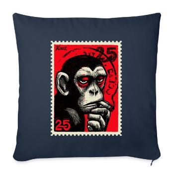 Singe cool sur timbre-poste - Housse de coussin décorative 45 x 45 cm - bleu marine - Devant