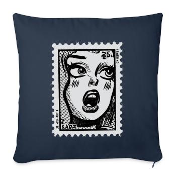 Comicfrau im Schock – Pop-Art Briefmarke - Sofakissenbezug 45 x 45 cm - Navy - Vorne