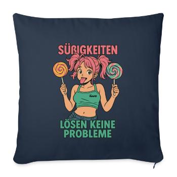 SÜßIGKEITEN LÖSEN KEINE PROBLEME - Sofakissenbezug 45 x 45 cm - Navy - Vorne