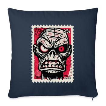 Angry skull on postage stamp - Sofa pillowcase 17,3'' x 17,3'' (45 x 45 cm) - navy - Front
