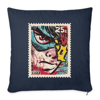 Héros de bande dessinée comme tampon rétro - Housse de coussin décorative 45 x 45 cm - bleu marine - Devant
