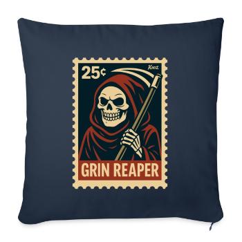 La Faucheuse souriante - Housse de coussin décorative 45 x 45 cm - bleu marine - Devant
