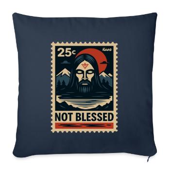 Motif d’art sombre avec non-Jésus et montagnes - Housse de coussin décorative 45 x 45 cm - bleu marine - Devant