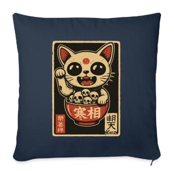 Dark Waving Cat with Skulls - Sofa pillowcase 17,3'' x 17,3'' (45 x 45 cm) - navy - Front