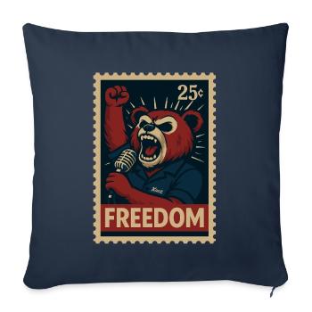 Un ours rebelle appelle à la liberté avec un microphone - Housse de coussin décorative 45 x 45 cm - bleu marine - Devant
