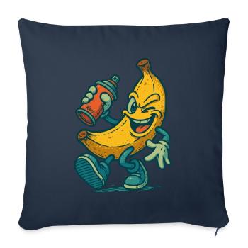 Banane effrontée avec bombe aérosol - Housse de coussin décorative 45 x 45 cm - bleu marine - Devant
