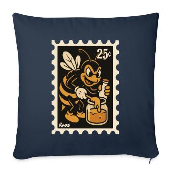 Comic bee with honey in a jar - Sofa pillowcase 17,3'' x 17,3'' (45 x 45 cm) - navy - Front