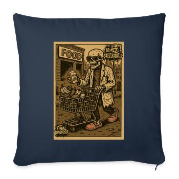 Skelett mit Einkaufswagen und Getränk - Sofakissenbezug 45 x 45 cm - Navy - Vorne