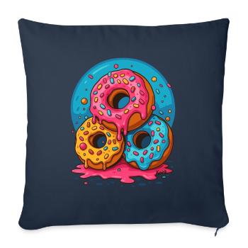 Drei bunte Donuts mit Glasur und Streuseln - Sofakissenbezug 45 x 45 cm - Navy - Vorne