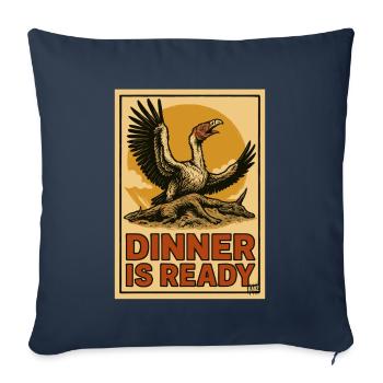 Vautour sur la carcasse avec le texte « La nourriture est prête » - Housse de coussin décorative 45 x 45 cm - bleu marine - Devant