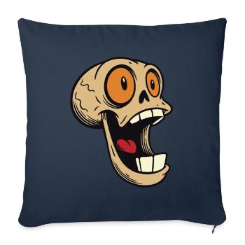 Crâne rieur avec de grands yeux - Housse de coussin décorative 45 x 45 cm - bleu marine - Devant