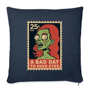 Zombie aux yeux écarquillés et disant - Housse de coussin décorative 45 x 45 cm - bleu marine - Devant