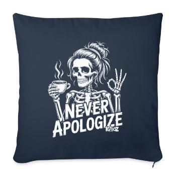 Skelettfrau mit Kaffee und OK-Handzeichen - Sofakissenbezug 45 x 45 cm - Navy - Vorne