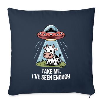 Kuh mit UFO und Lichtstrahl Alien Entführung - Sofakissenbezug 45 x 45 cm - Navy - Vorne