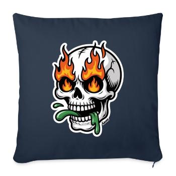Flammen Totenkopf mit grünem Schleim im Mund - Sofakissenbezug 45 x 45 cm - Navy - Vorne