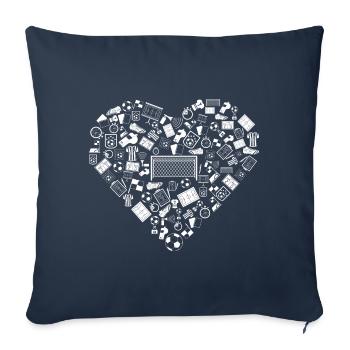 J'aime le football | Stade de sports de balle - Housse de coussin décorative 45 x 45 cm - bleu marine - Devant