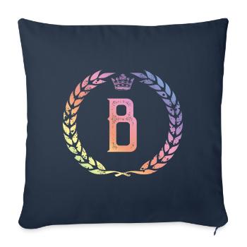 B Buchstabe Kranz - Sofakissenbezug 45 x 45 cm - Navy - Vorne