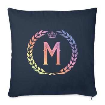 M Buchstabe Kranz - Sofakissenbezug 45 x 45 cm - Navy - Vorne