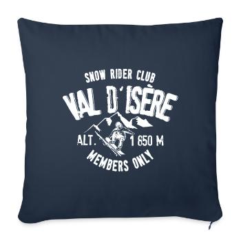 Val d Isere snow rider club - Housse de coussin décorative 45 x 45 cm - bleu marine - Devant