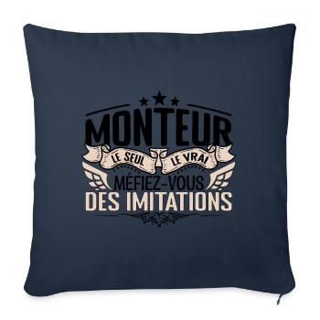 Monteur cadeau Monteur le vrai Monteur - Housse de coussin décorative 45 x 45 cm - bleu marine - Devant