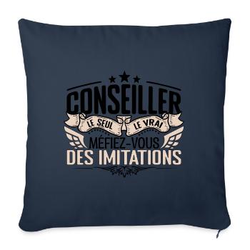 Conseiller cadeau Conseiller le vrai Conseiller - Housse de coussin décorative 45 x 45 cm - bleu marine - Devant