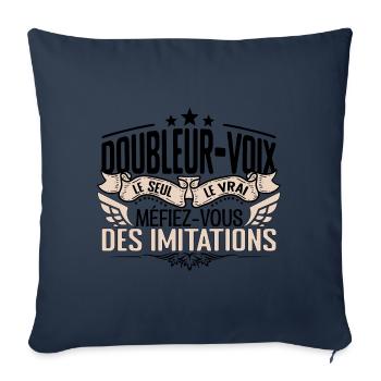 Doubleur voix cadeau Doubleur voix le vrai Doubleu - Housse de coussin décorative 45 x 45 cm - bleu marine - Devant