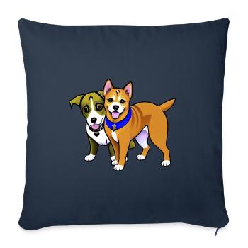 Deux chiens mignons - Housse de coussin décorative 45 x 45 cm - bleu marine - Devant