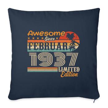 Birthday Vintage Gift Idea February 1937 - Sofa pillowcase 17,3'' x 17,3'' (45 x 45 cm) - navy - Front