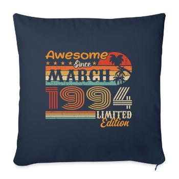 Mars 1994 Vintage 1994 rétro cadeau d’anniversaire - Housse de coussin décorative 45 x 45 cm - bleu marine - Devant