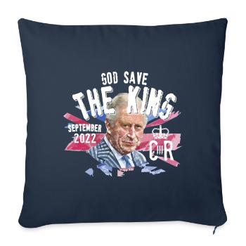 Dieu sauve le roi Charles III - Housse de coussin décorative 45 x 45 cm - bleu marine - Devant